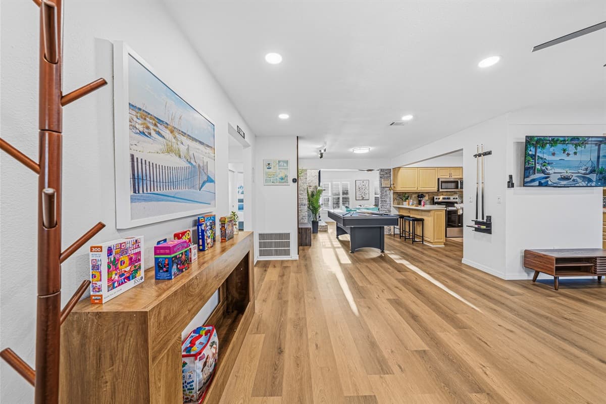 Stylish entry and hallway with decorative touches and easy access to the main living areas 