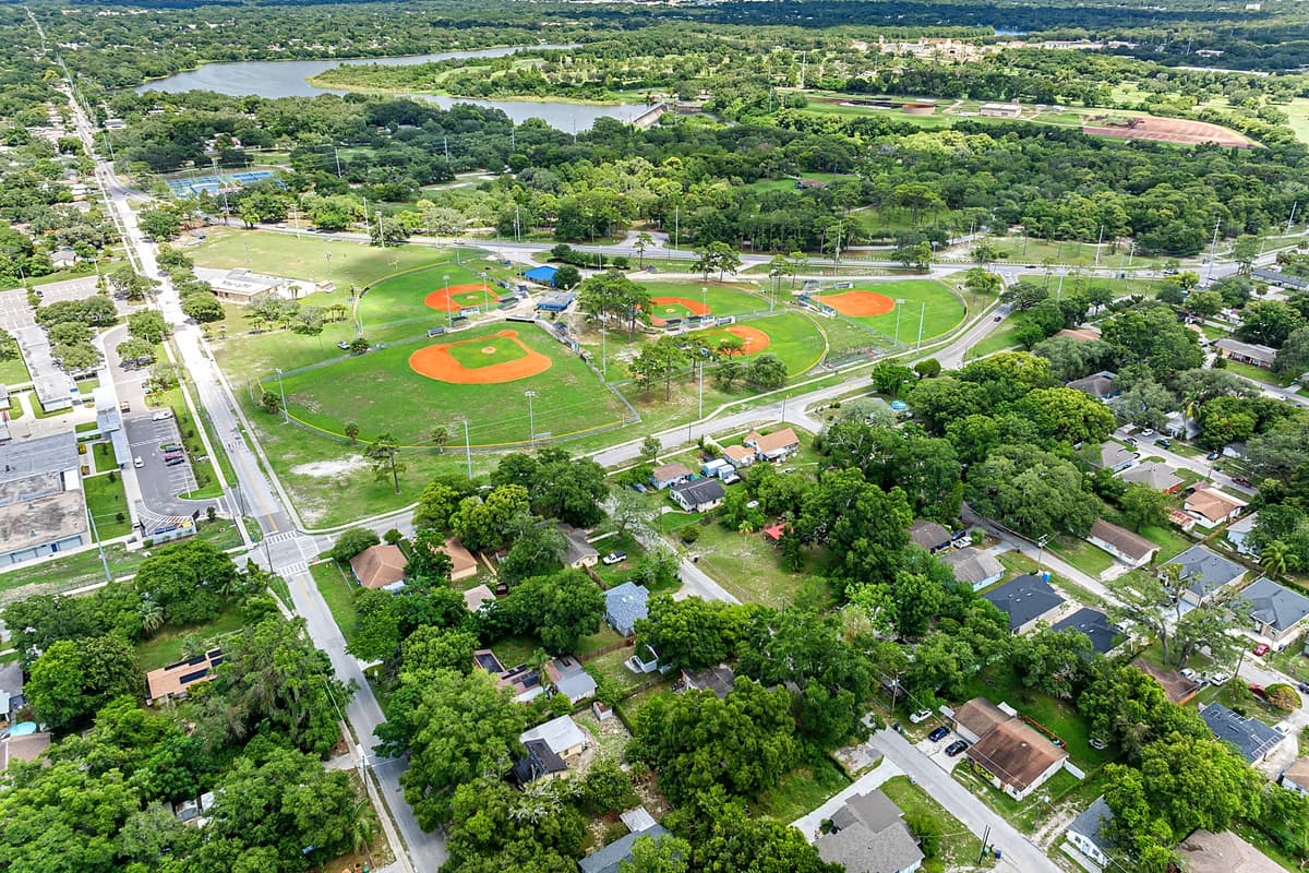 Aerial view of the neighborhood