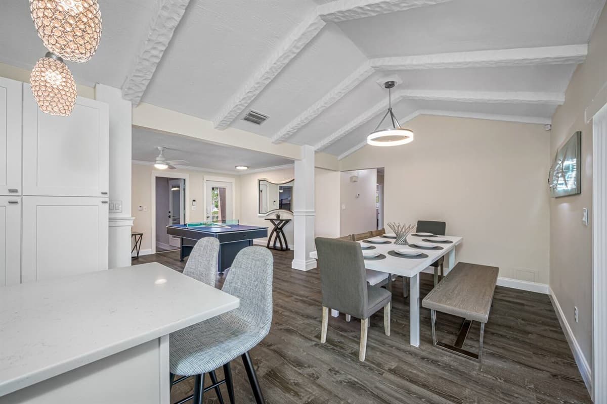 More than 8 people are coming over? We have stools on the kitchen island where others can still sit and enjoy their meals without feeling away from everyone! Don't hesitate to send us a message as soon as possible!