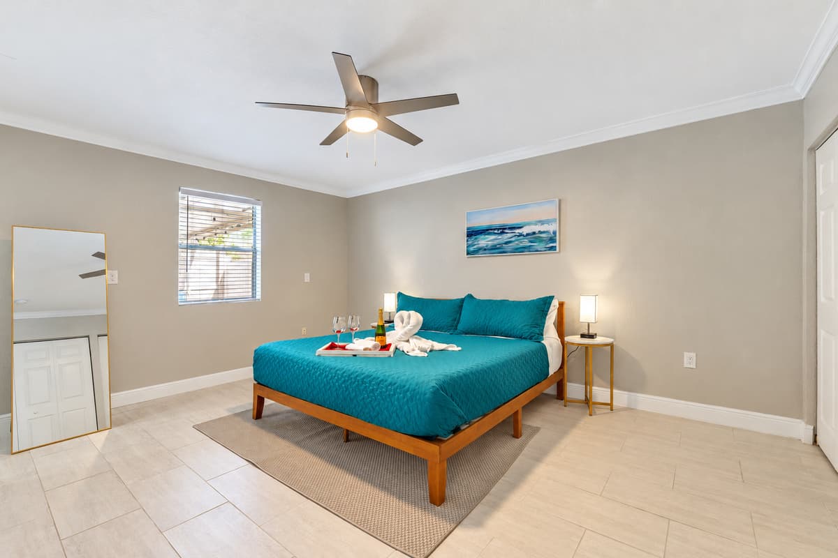 Adding to the allure of this master retreat is the carefully chosen and beautifully arranged decor.