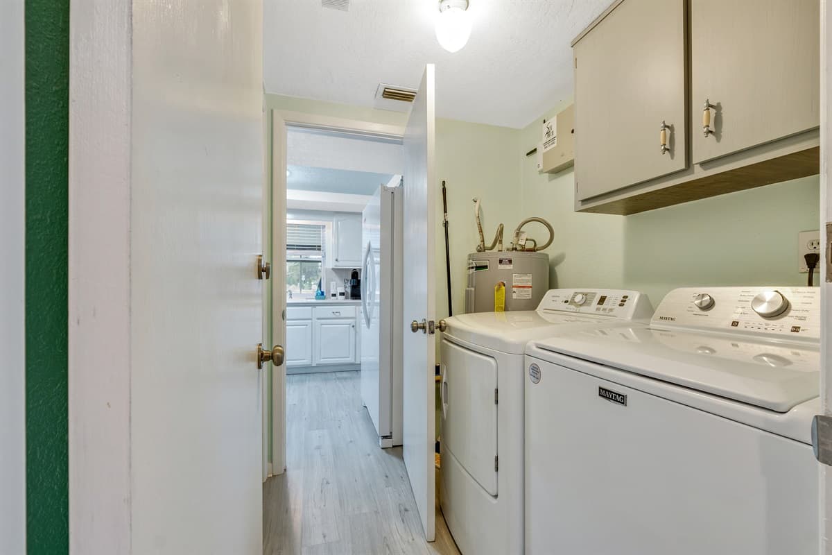 We have provided a full-sized washer and dryer for your use.