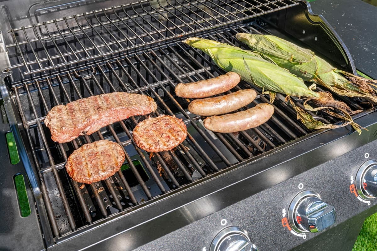 The outdoor grill is conveniently located nearby, making it easy to transition from cooking to dining with minimal effort.