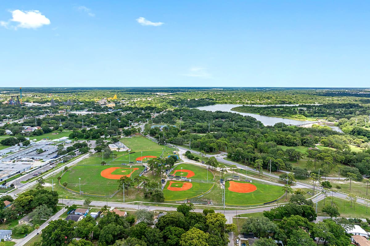 Aerial view of the neighborhood