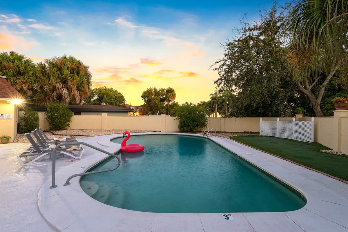 Whether you’re floating in the pool or lounging with a drink in hand, this backyard is made for warm-weather bliss.