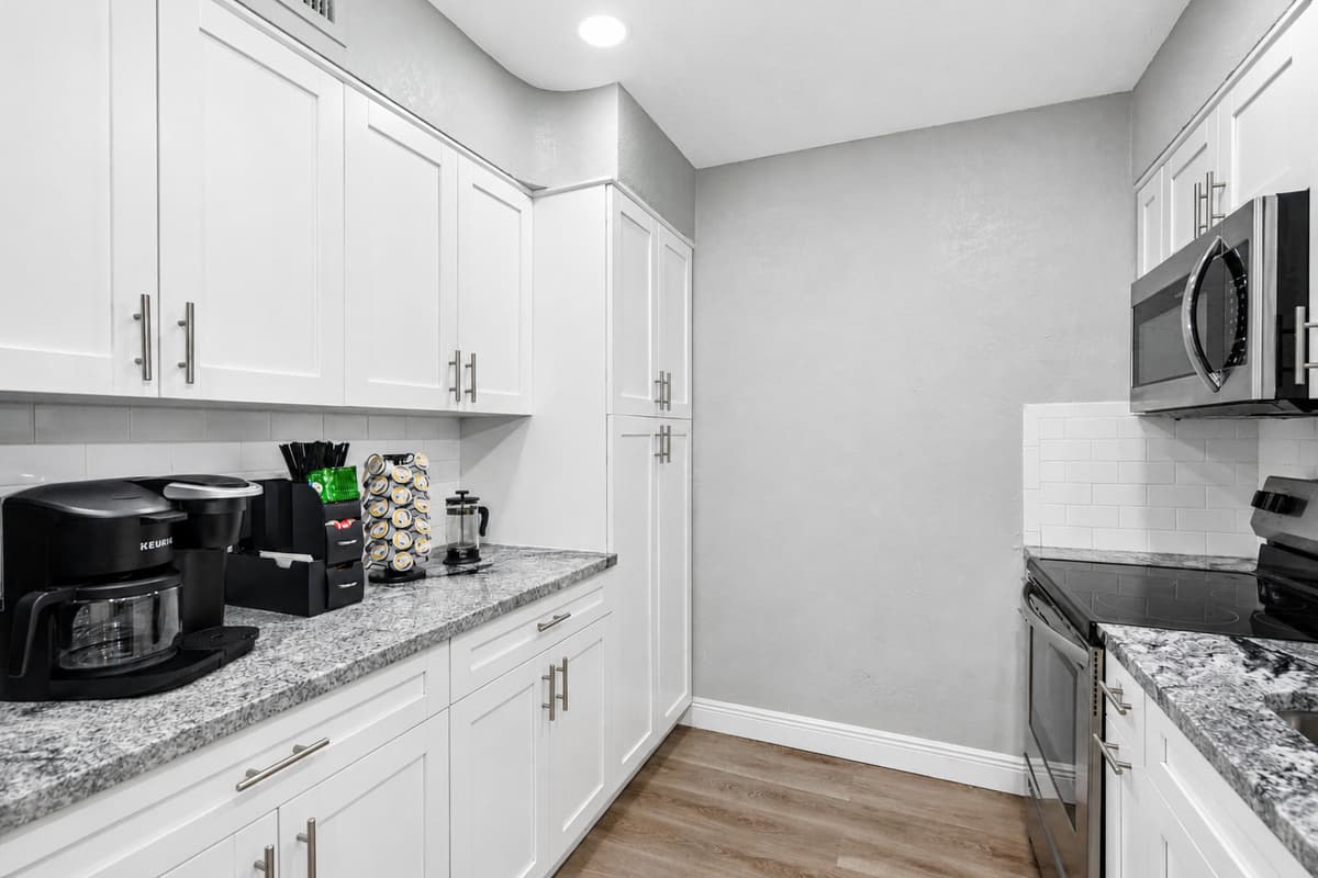 Do you love coffee or tea? Do you love to bake? Or just a foodie in general? You would love this kitchen because it has everything you would need to make good food and of course, coffee! To all the coffee lovers out there, send us a message!