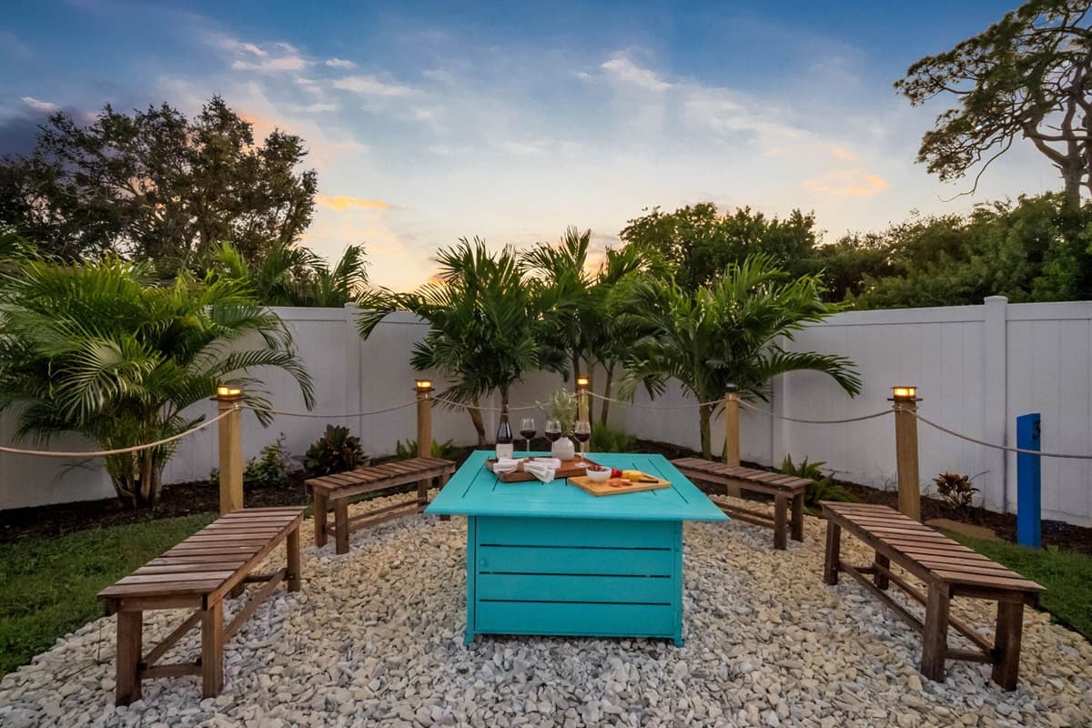 Gather around the firepit with friends for s’mores and sunset views.