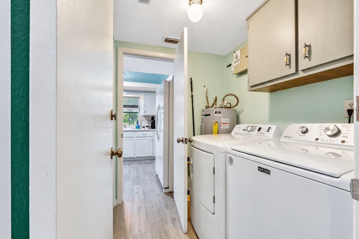 We have provided a full-sized washer and dryer for your use.