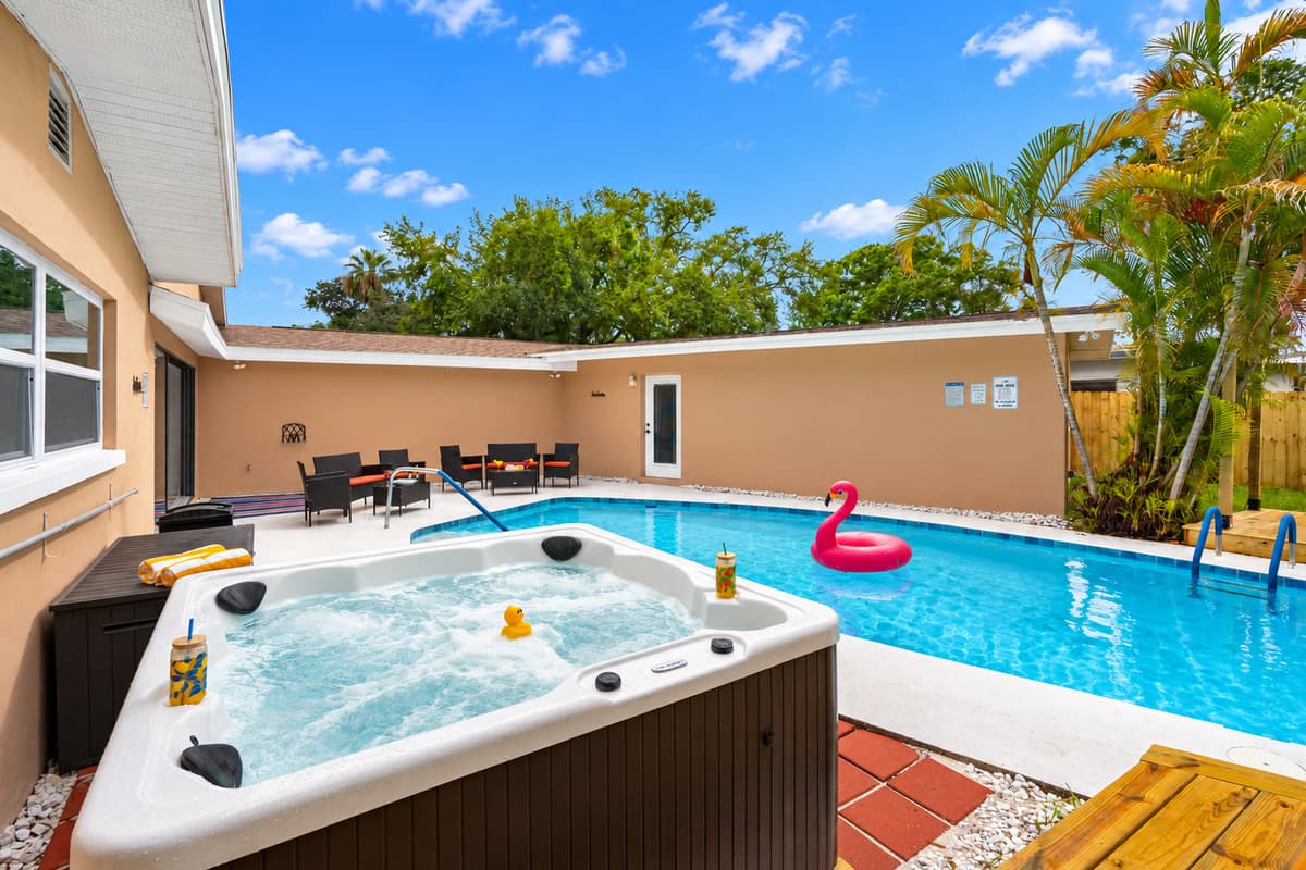 Dive into your private backyard oasis—perfect for sunny days and starlit swims.