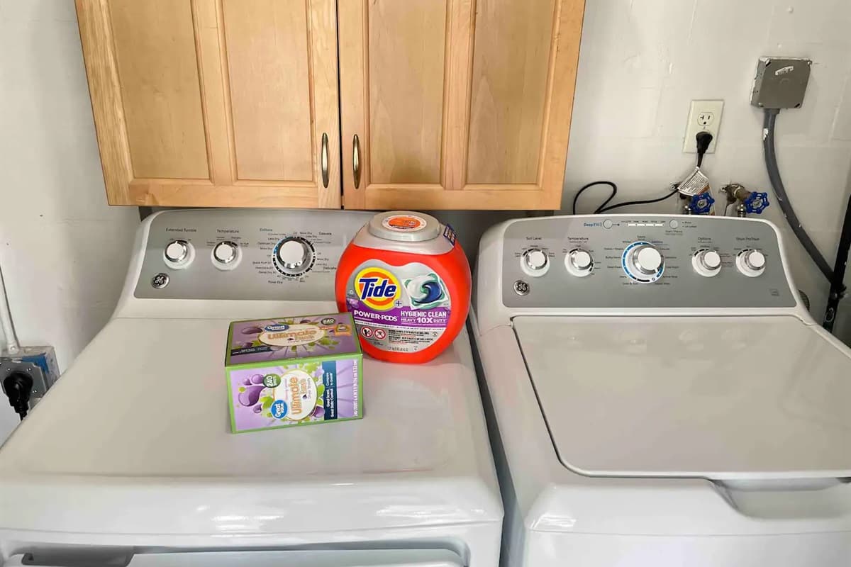 Our fully-equipped laundry space includes both a washer and dryer, along with all the necessary laundry essentials.