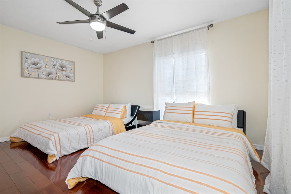 You'll be greeted by two comfortable double-sized beds!