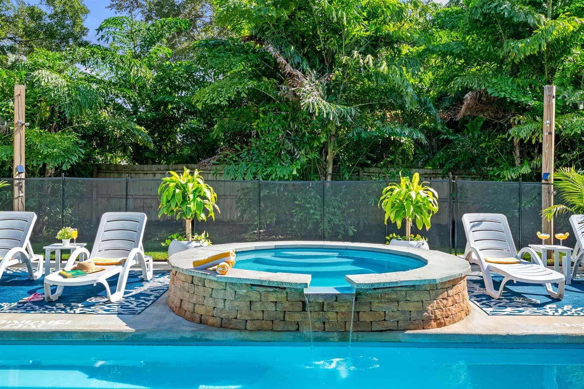 Well-maintained pool with crystal-clear water for a refreshing dip.