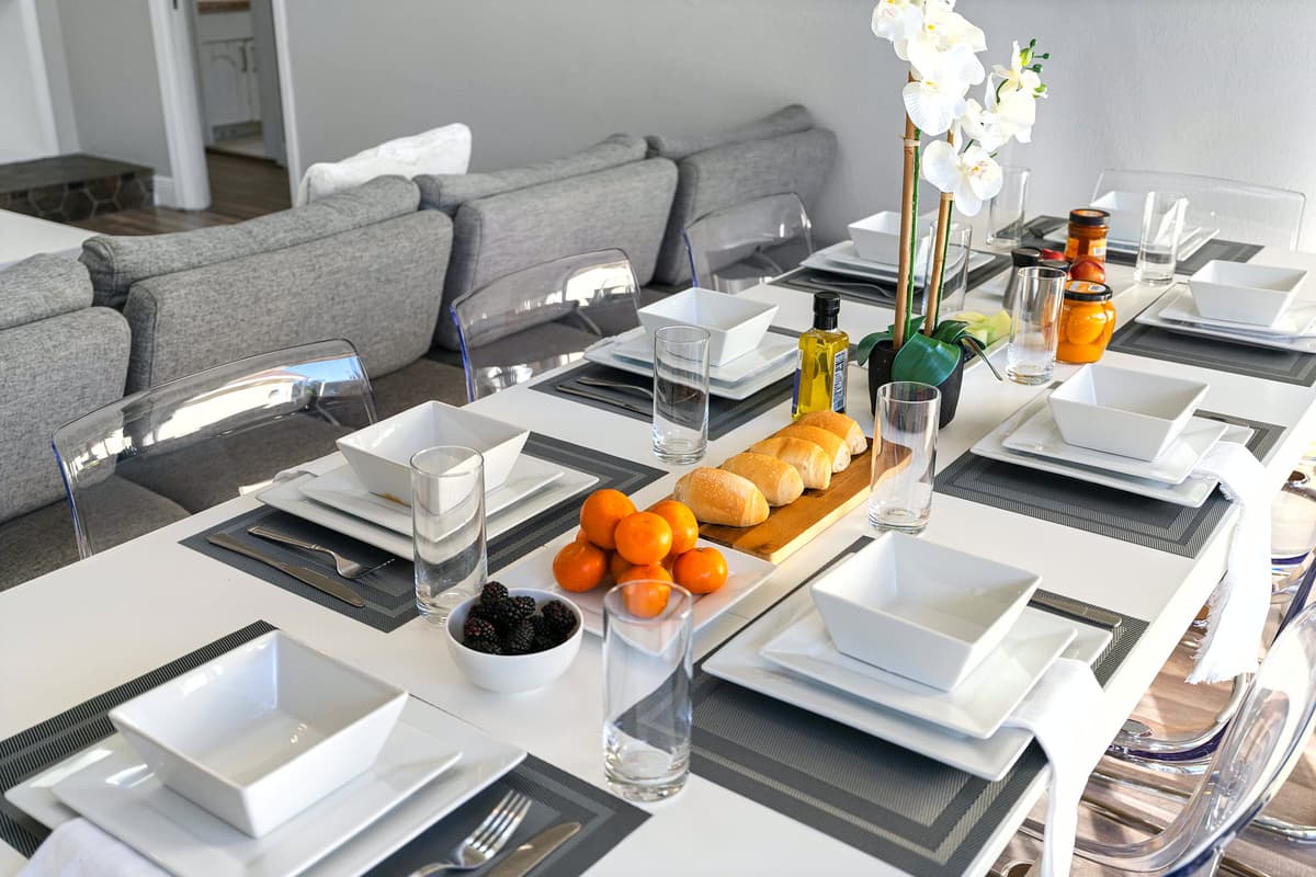 Gather for meals in a bright, open dining space that embraces the indoor-outdoor lifestyle.