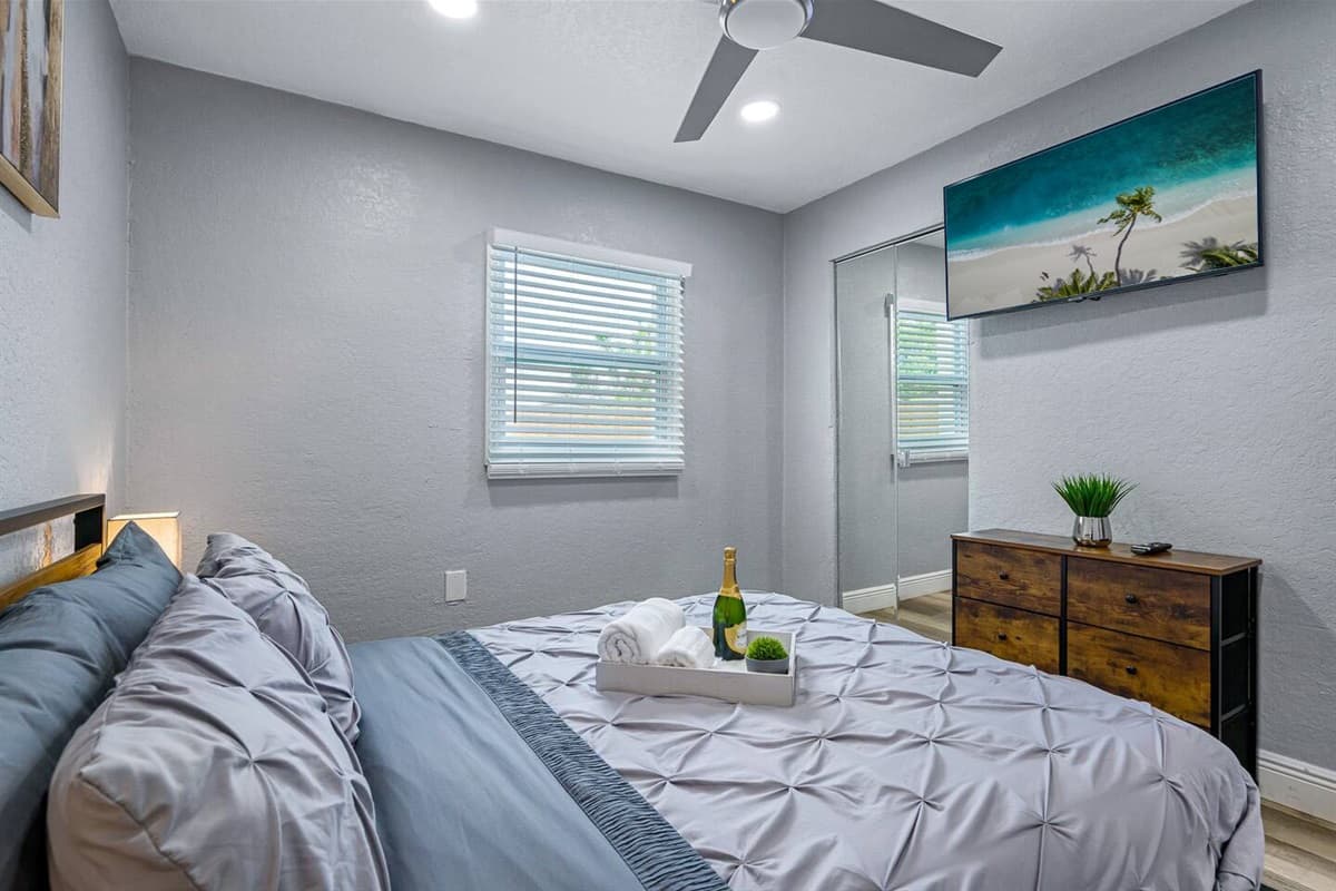 Have an amazing sleep in our stunning bedroom with comfortable queen size bed. Feel safe and secured and sleep comfortably during your stay with us. 