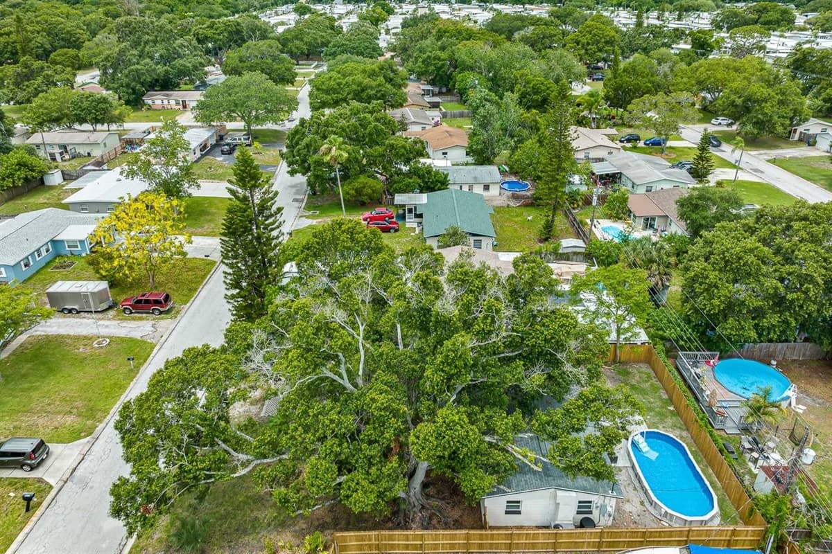 Aerial top view of our stunning and peaceful neighborhood where you are safe!