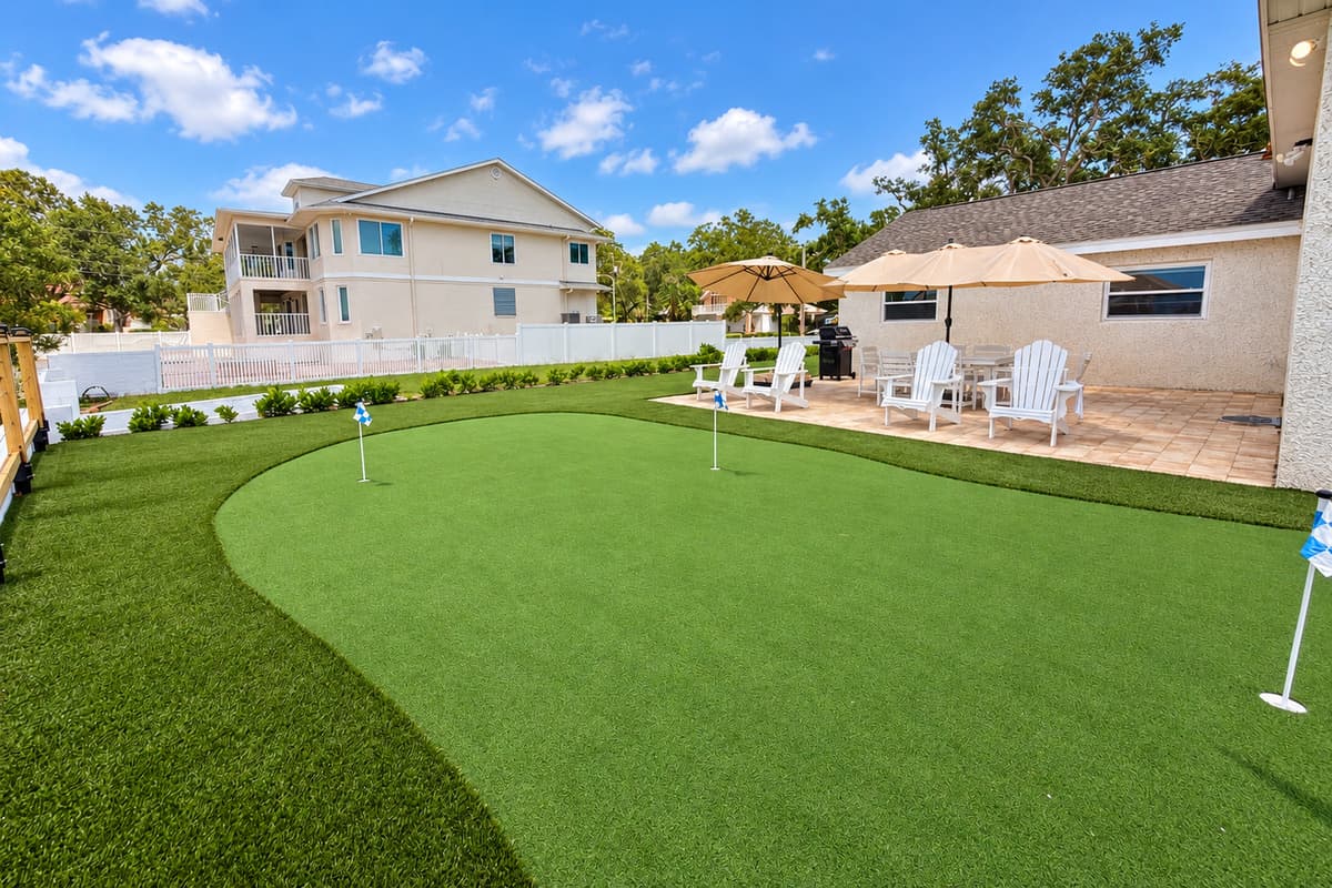 Private putting green beside the waterfront.