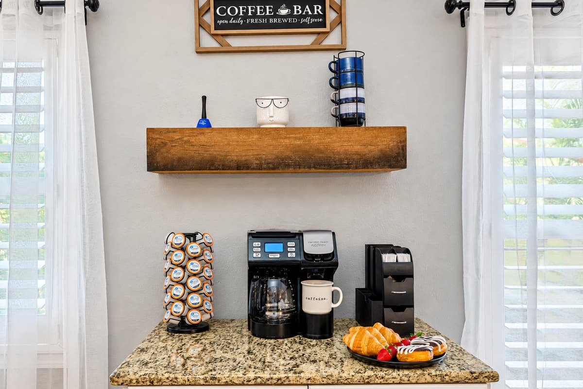 Perk up your day and fuel your soul with our heavenly coffee station.