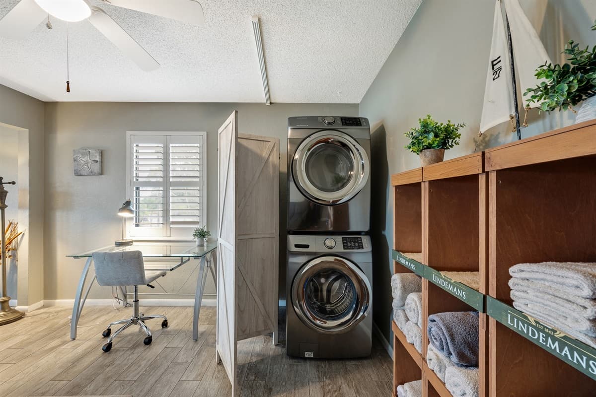 Conveniently located within our accommodation, you will find a dedicated laundry area that ensures your laundry needs are taken care of during your stay.