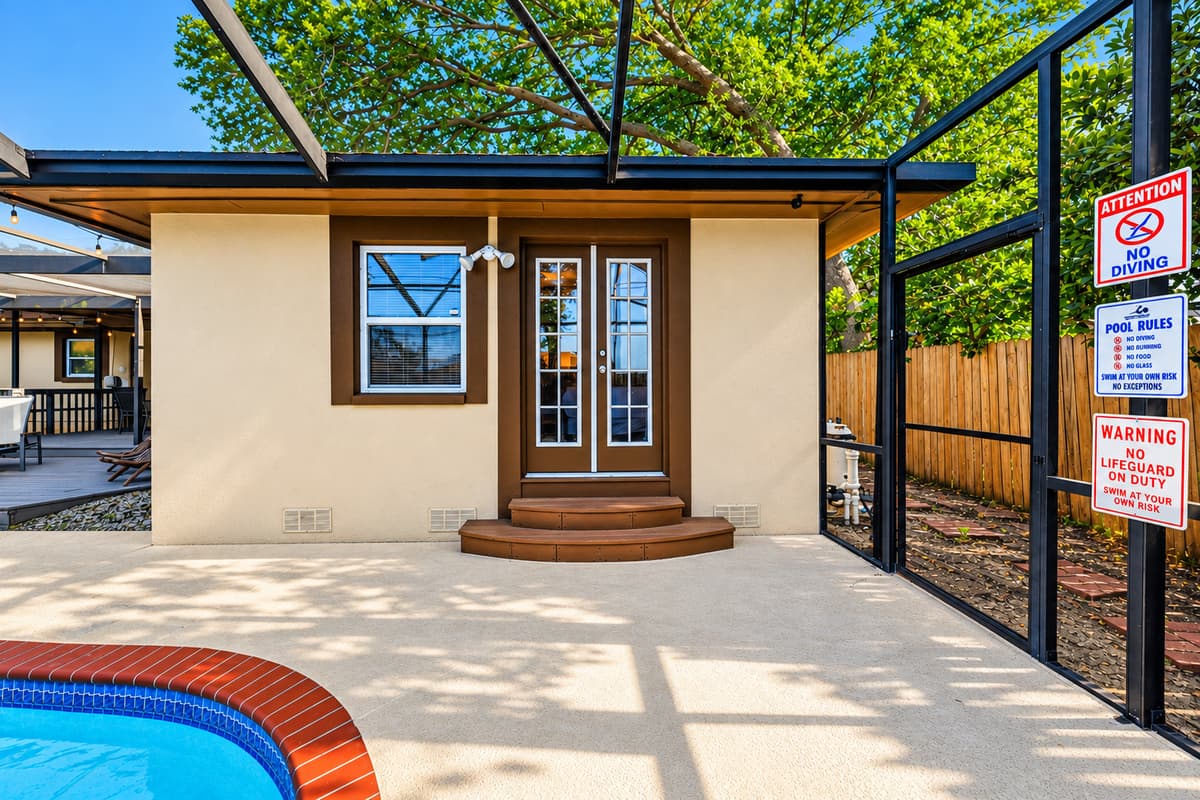 Private screened pool area with easy access to the patio and outdoor living spaces.