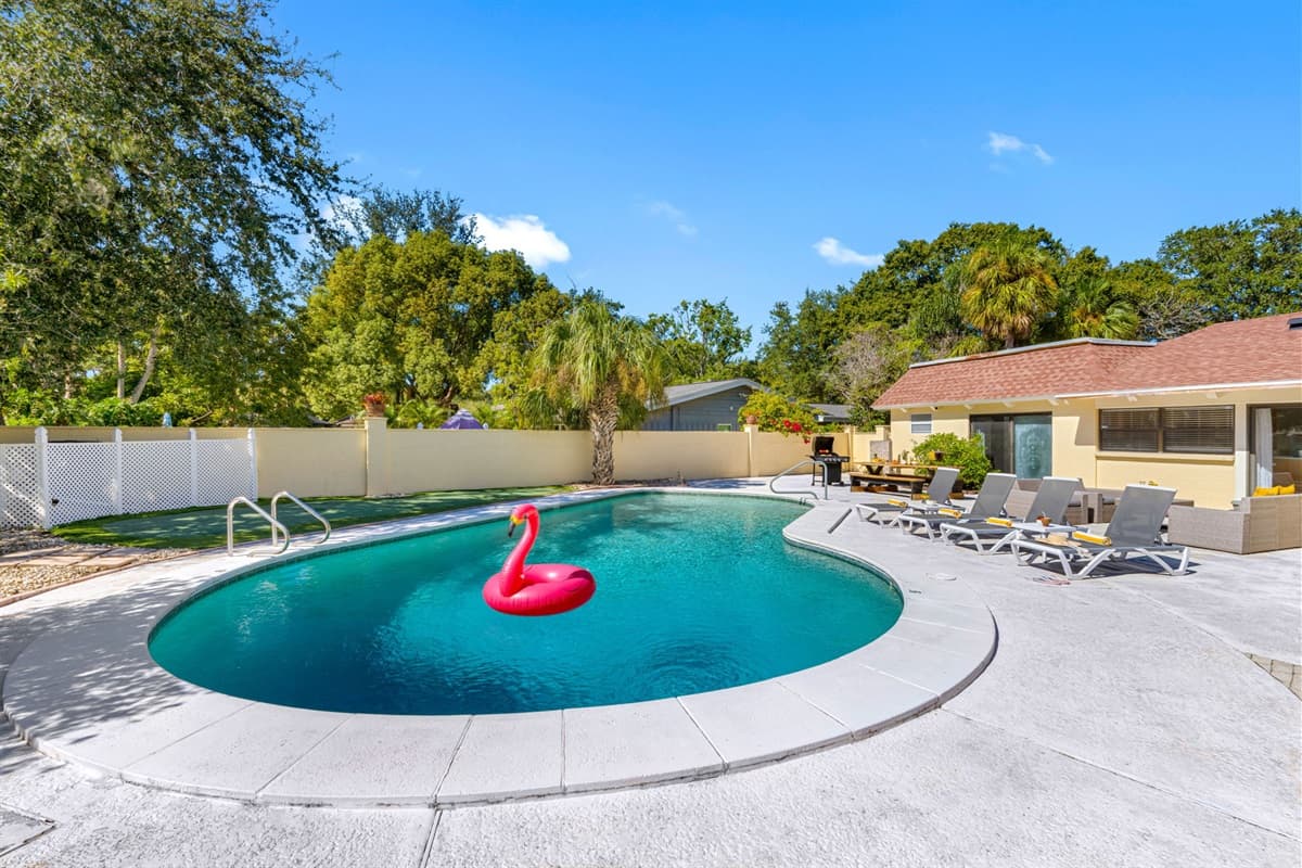 Take a dip in the refreshing pool or lounge under the warm Florida sun. The fenced yard offers total privacy and peace of mind.