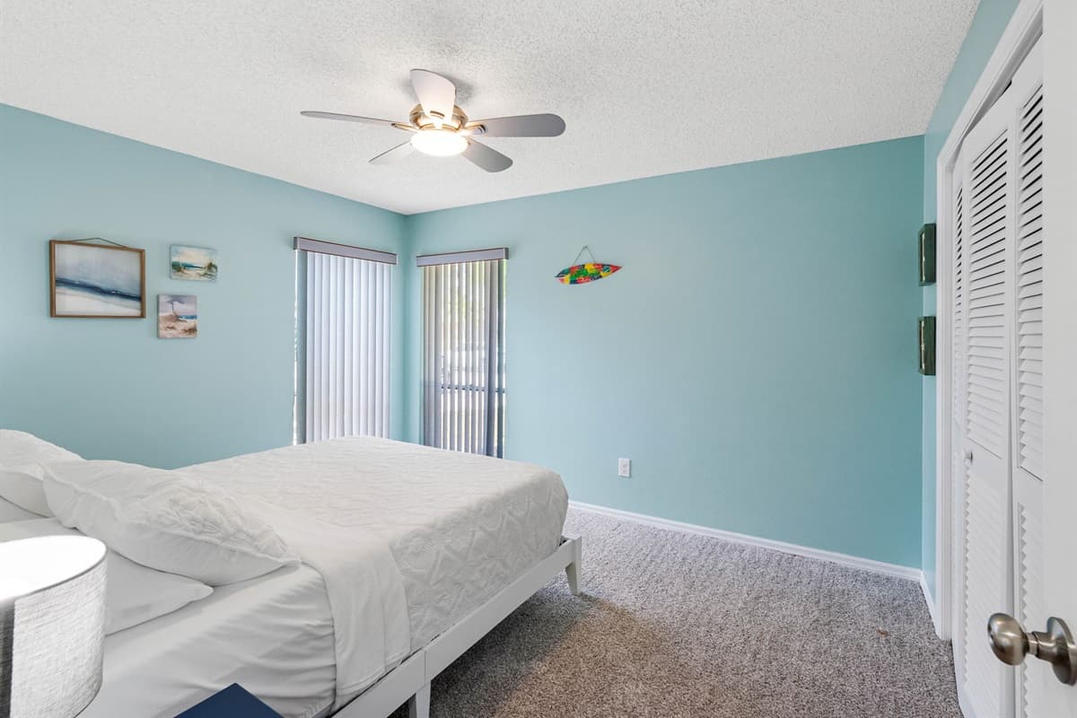Soft, carpeted floors add warmth and comfort underfoot, making it a pleasure to start your day or wind down each evening.