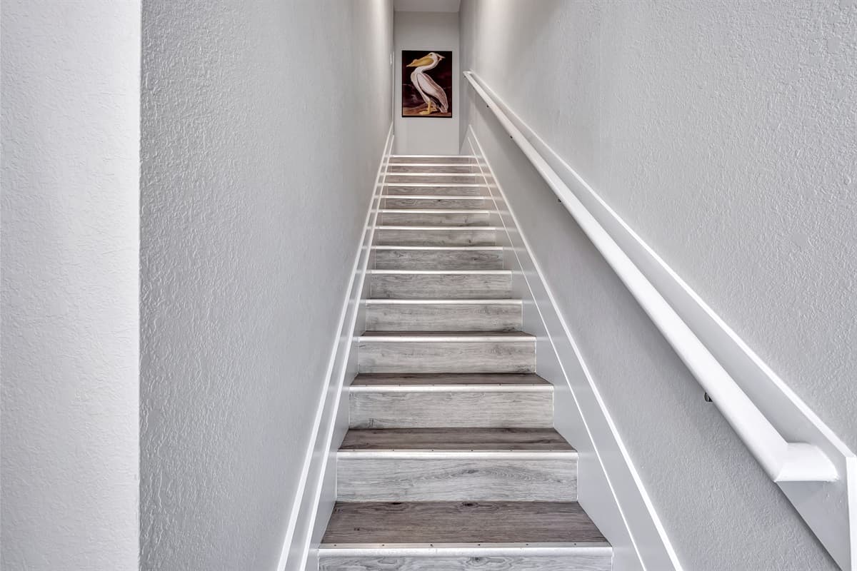 Staircase leading to the second and third levels.