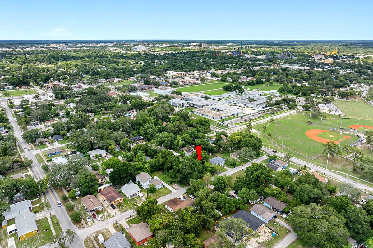 Aerial view of the neighborhood