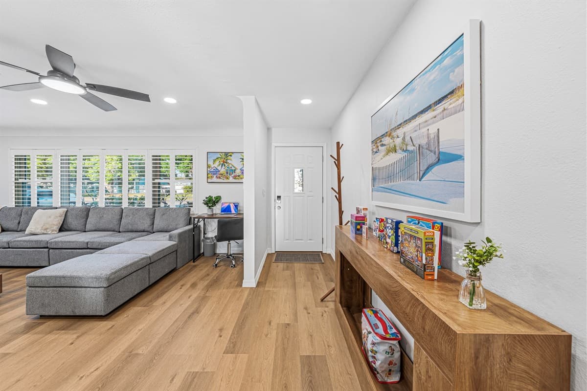 Wide open layout with modern coastal décor and plenty of room to unwind 
