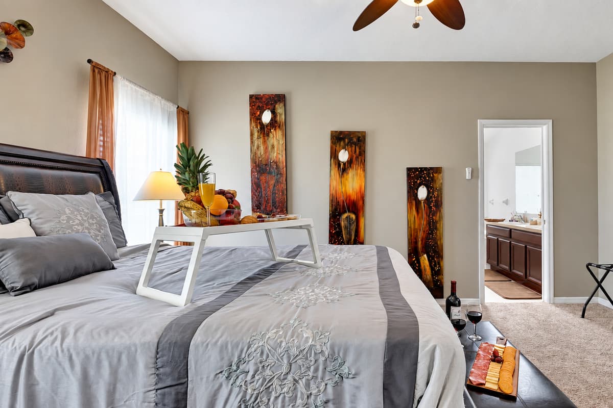 Tasteful decor and soft hues create a serene atmosphere that invites you to relax and rejuvenate.