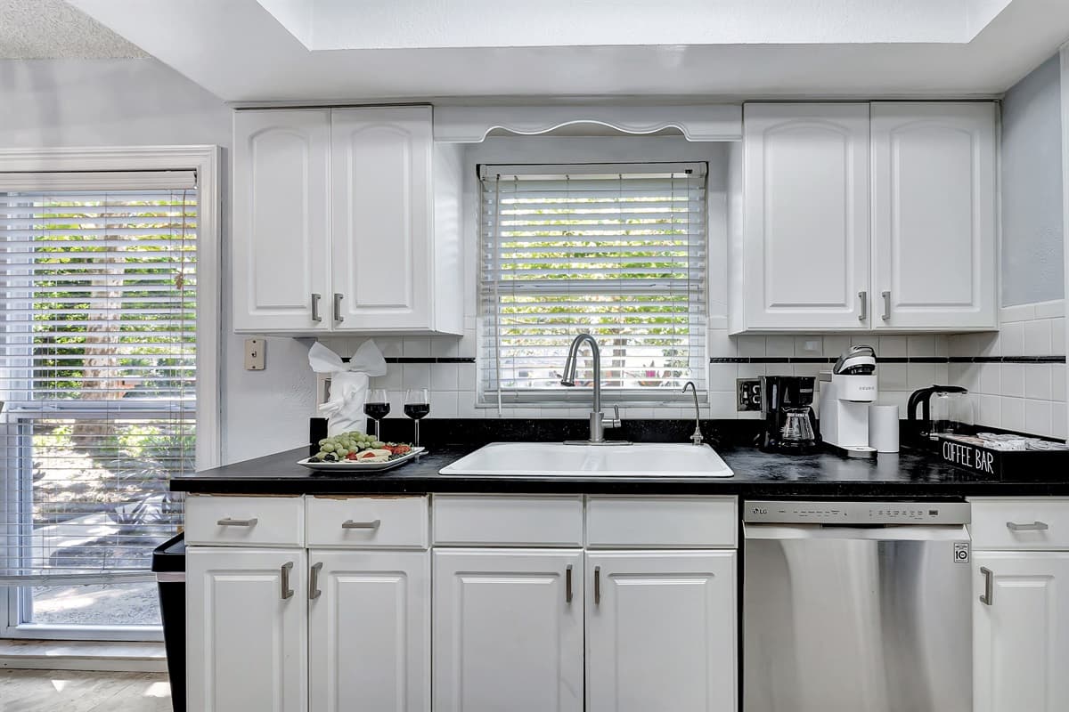 Uncover culinary possibilities in our well-appointed kitchen, a haven for aspiring chefs and casual cooks alike.