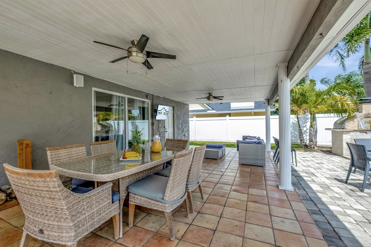 Outdoor sitting/ dining area. Enjoy our beautiful heated salted pool while having a chat, snacks or even meals with family and friends. Created impeccable memories in this wonderful property. 