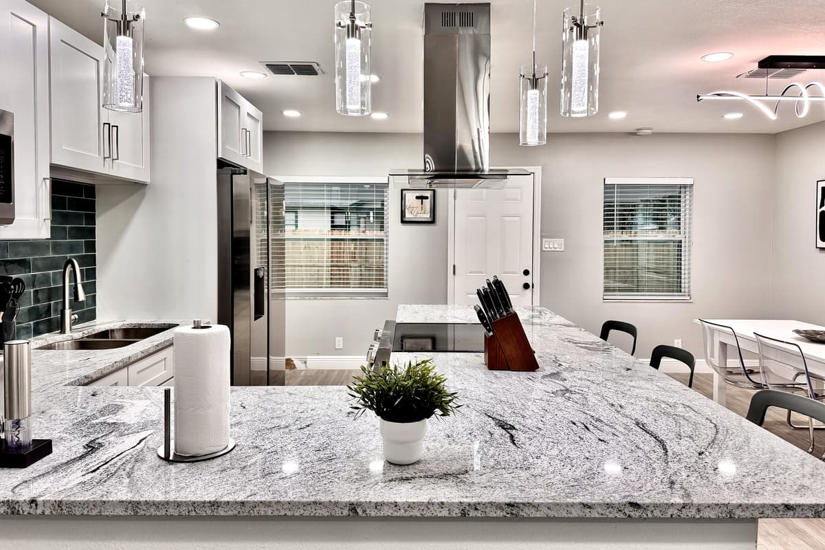 Beautifully designed kitchen and dining space, where functionality meets modern style, providing everything you need to prepare and enjoy meals with ease.