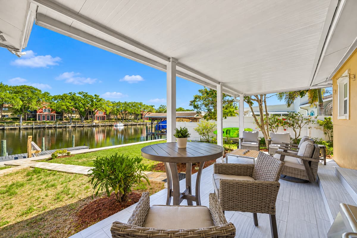Patio area where you can enjoy a barbeque with friends and family outdoors! Have amazing grilled steak and enjoy the wonderful view! Send us a message now!