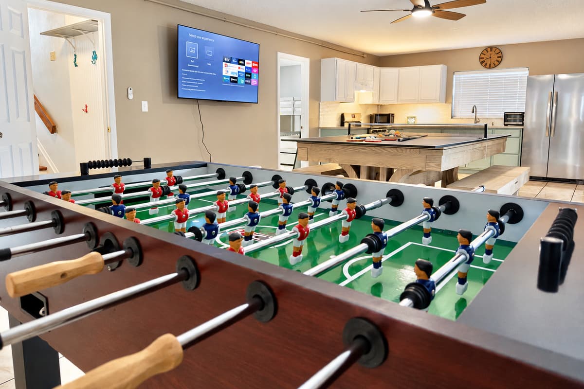 Challenge your travel companions to a lively match at the full-size foosball table.