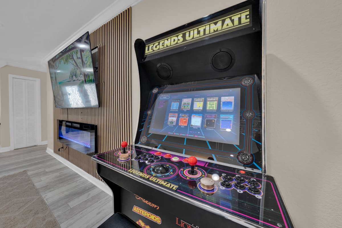 A full-size Legends Ultimate arcade cabinet turns game night into the highlight of the trip, a rare bonus guests will rave about