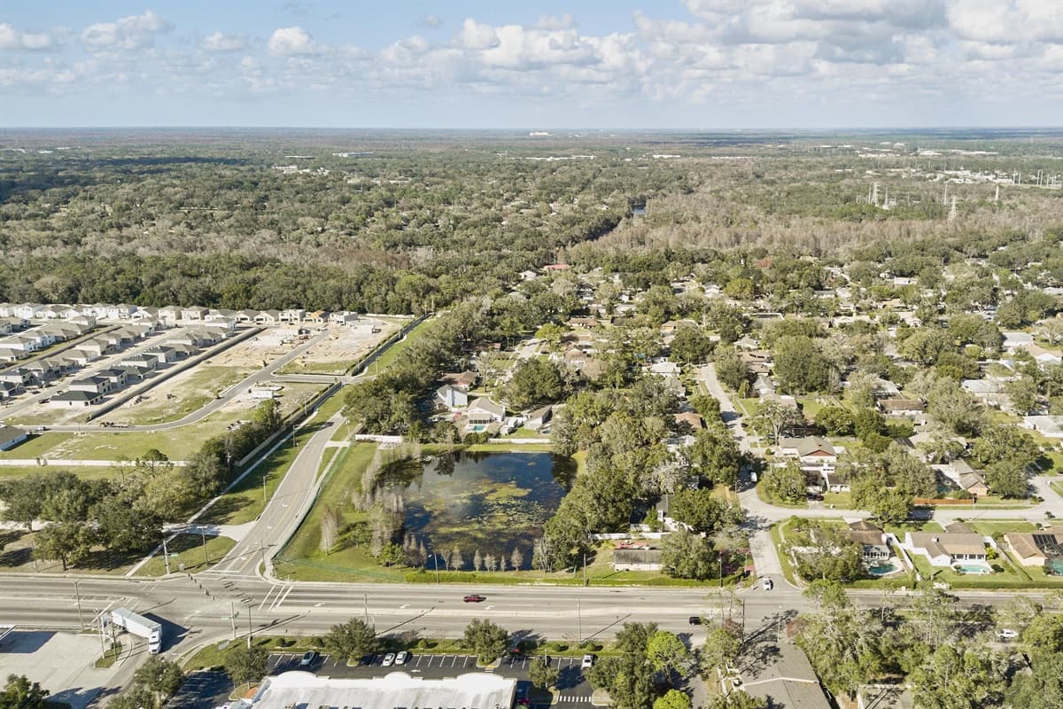 Aerial view of the neighborhood.