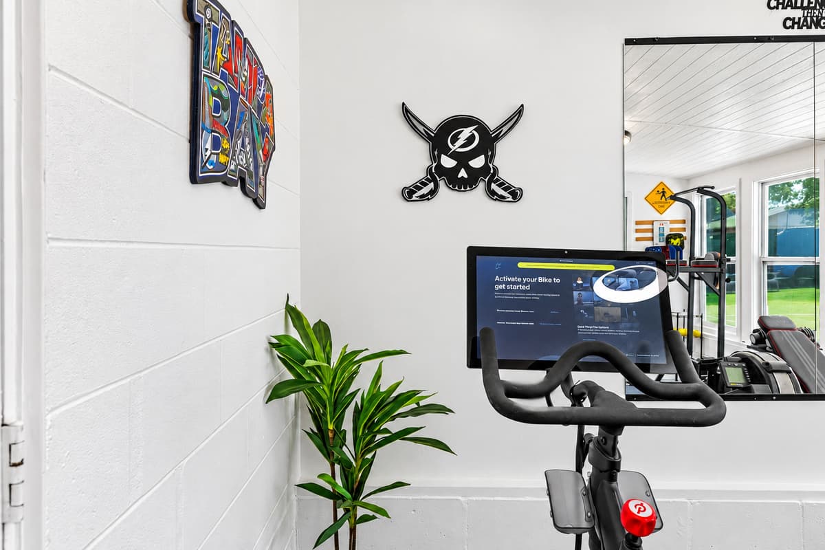 Enjoy a convenient cardio workout anytime with the stationary bike, perfect for starting your day or winding down after exploring Tampa.