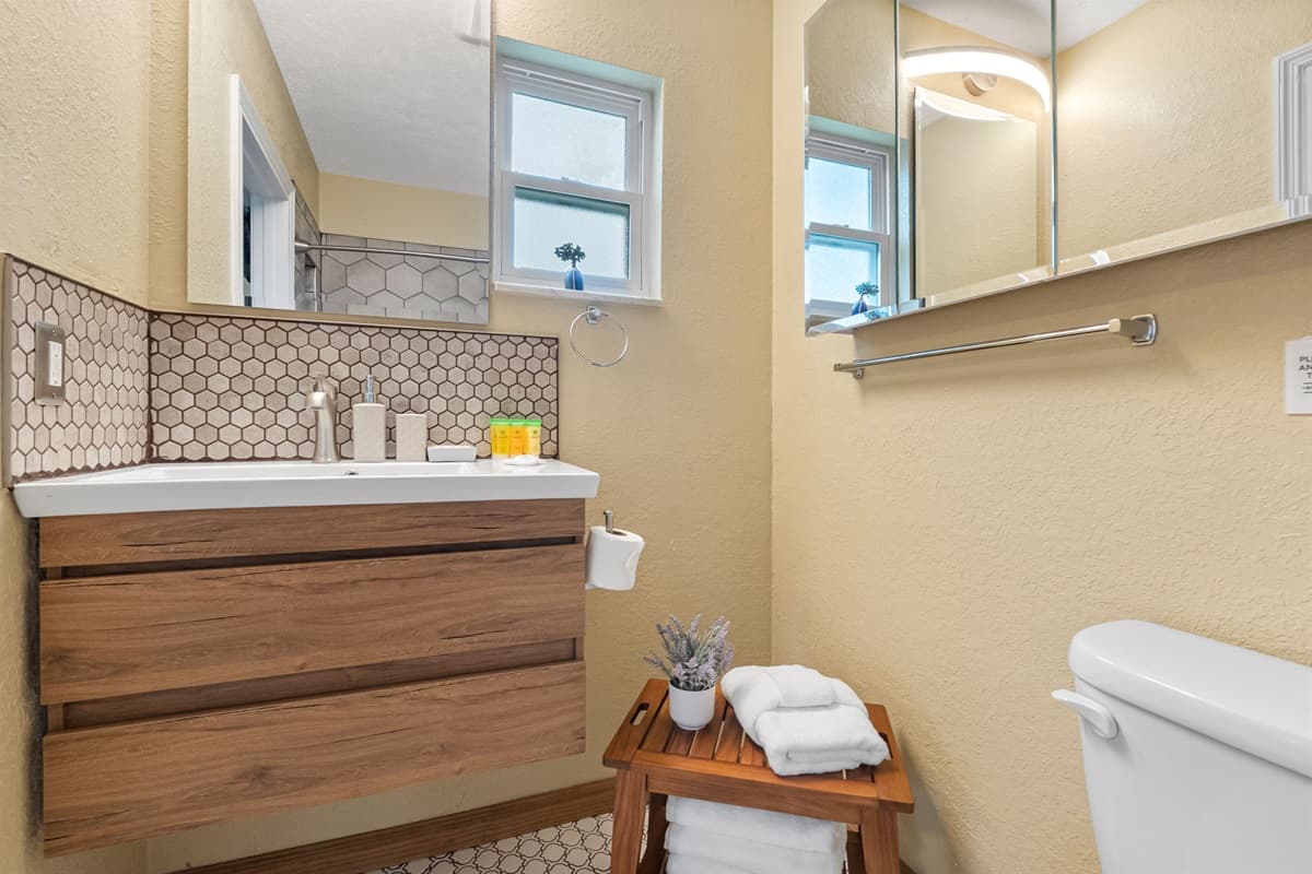 Clean and contemporary bathroom designed for comfort and convenience.