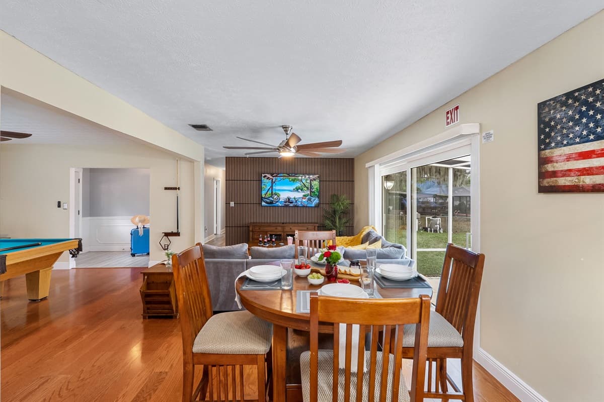 Open-concept dining space designed for comfort, connection, and easy entertaining.