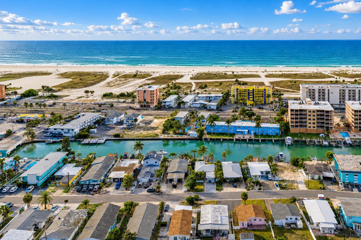 Bird’s-eye view of the surrounding neighborhood just minutes from the beach and waterfront attractions.