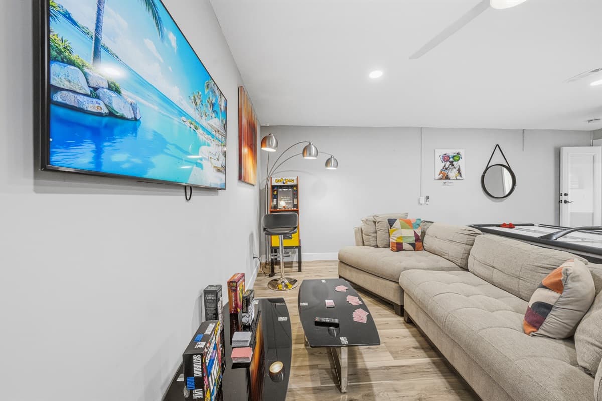 Enjoy movie nights, arcade games, and family fun in this entertainment space.