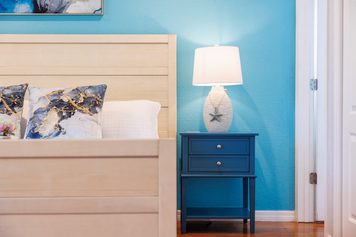 Bedroom details at Flamingo Palms.