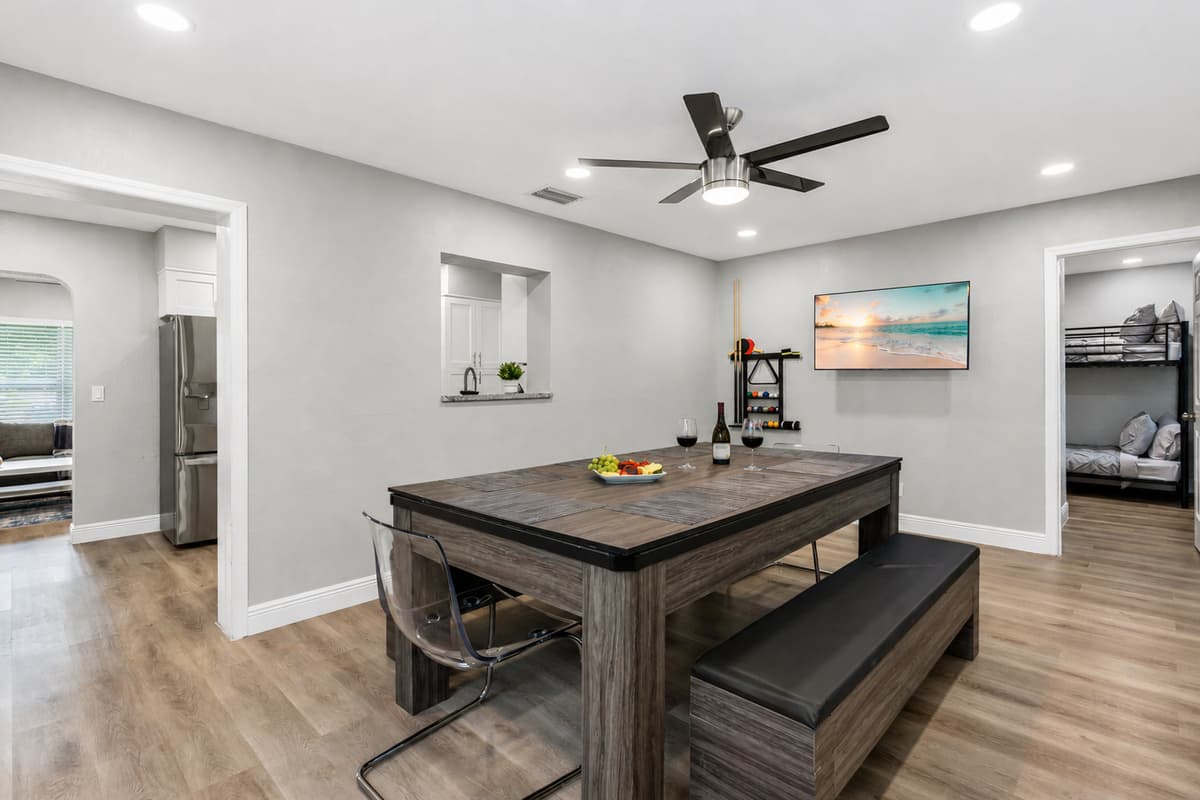 Share amazing homecooked meals! Enjoy meals with family and friends in this minimalist dining table that seats 8 people. Book your stay now!
