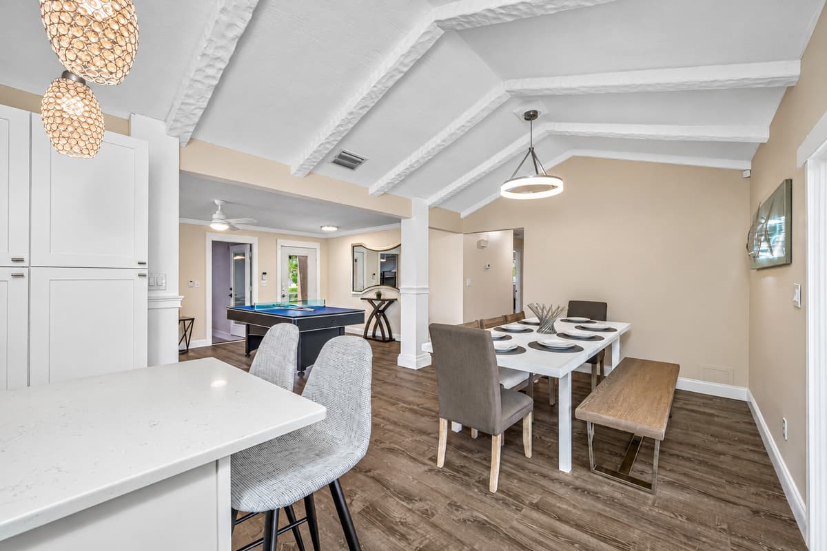 More than 8 people are coming over? We have stools on the kitchen island where others can still sit and enjoy their meals without feeling away from everyone! Don't hesitate to send us a message as soon as possible!