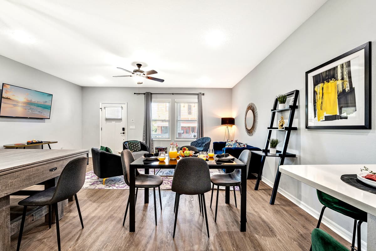 This thoughtfully designed space is more than just a place to dine; it's a setting that marries sophistication with functionality.