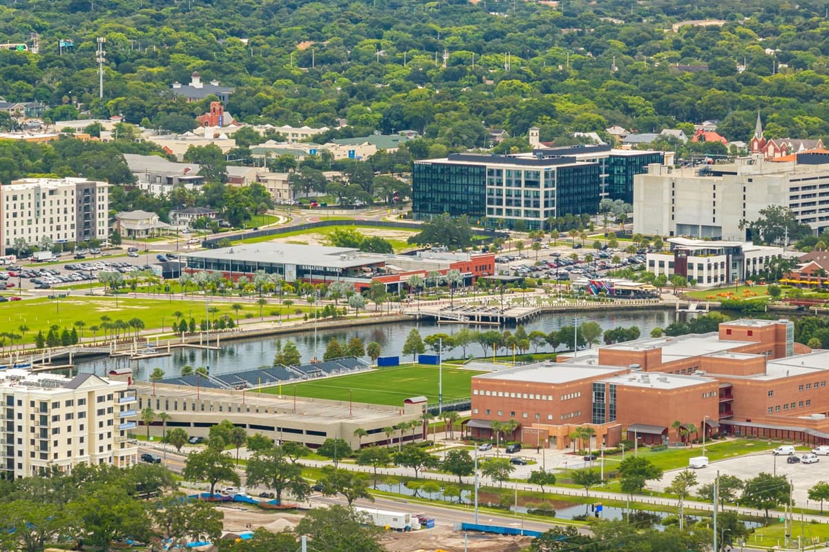 Aerial view of the neighborhood.
