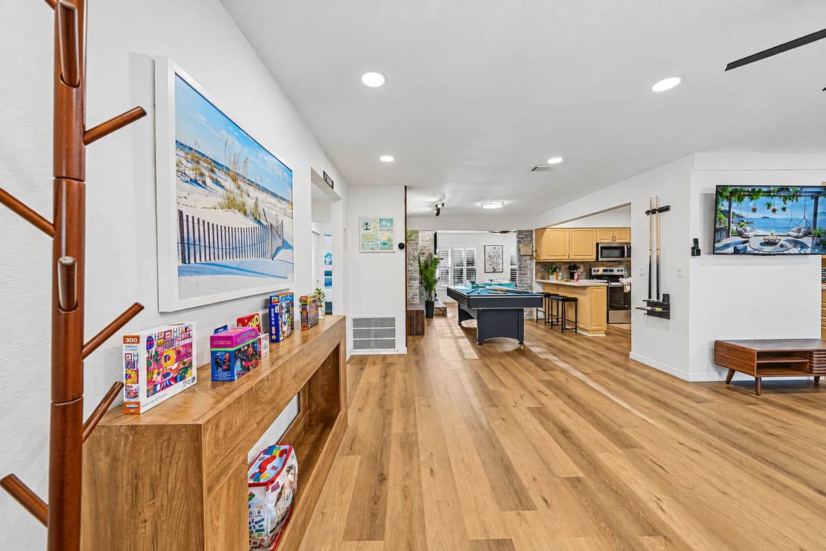 Stylish entry and hallway with decorative touches and easy access to the main living areas 
