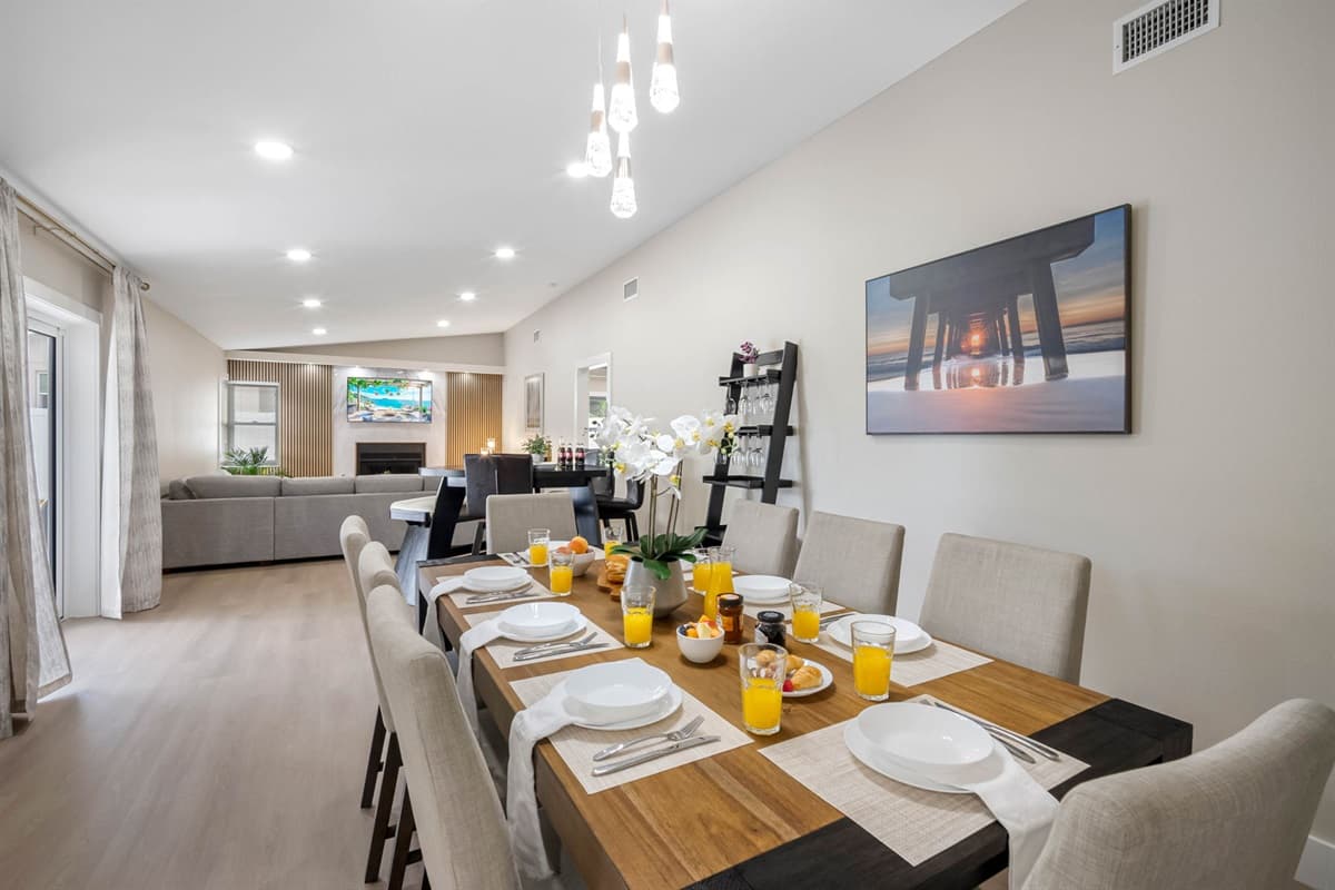 Clean lines, modern décor, and a soothing color palette make dining here an elevated experience.