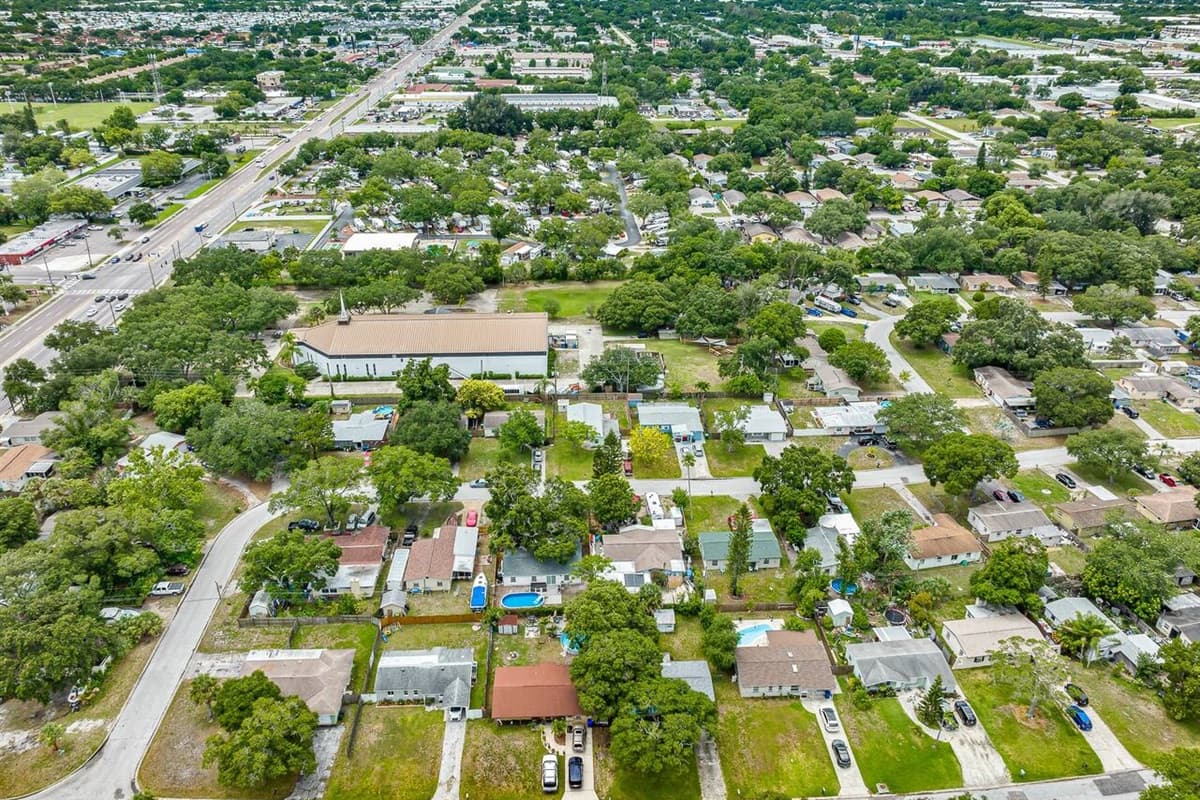 Aerial top view of our stunning and peaceful neighborhood where you are safe!