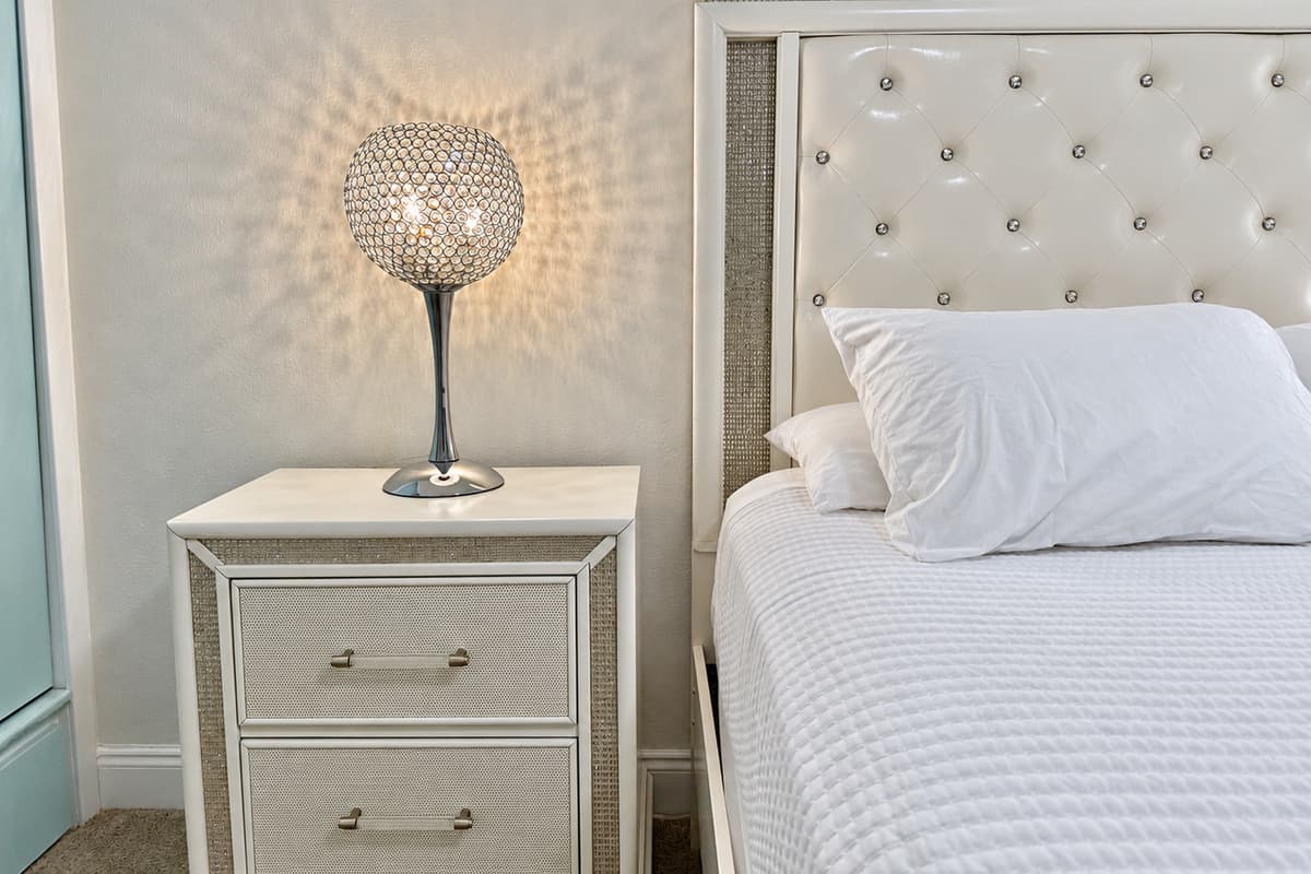 With luxe touches and a calming color palette, this bedroom feels like your own private boutique getaway.