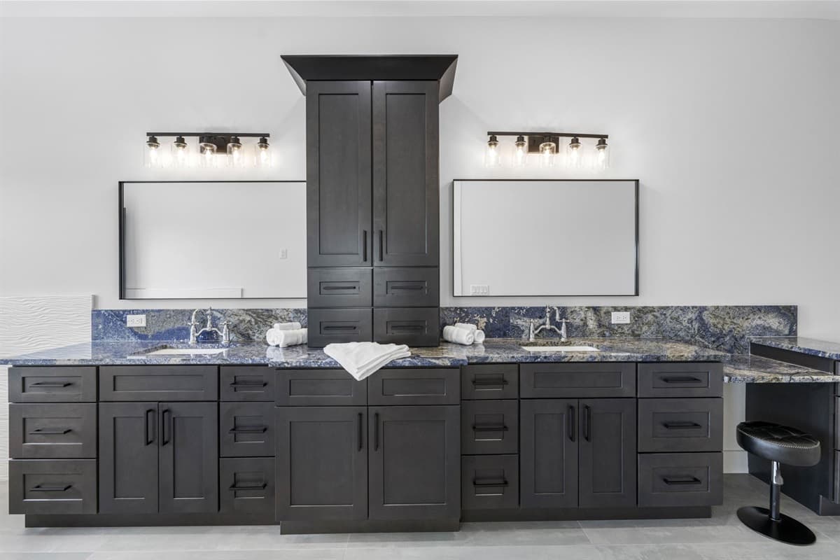 The spacious double sink vanity provides ample room for personal items